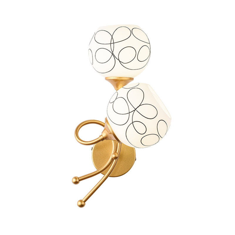 Glass Globe Sconce Light Fixture Modern 2-Light Wall Light for Bedroom