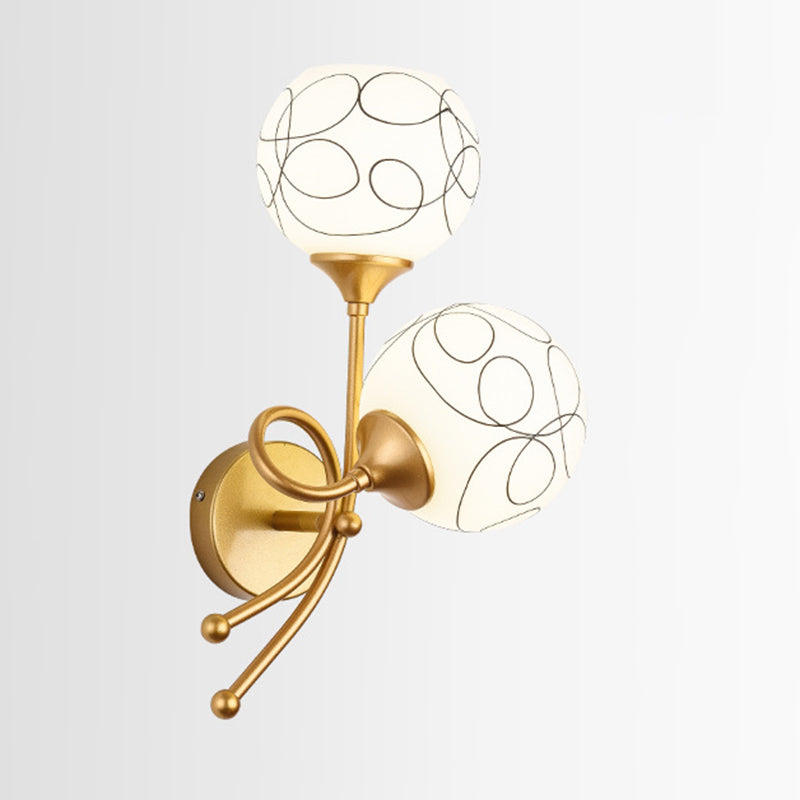 Glass Globe Sconce Light Fixture Modern 2-Light Wall Light for Bedroom
