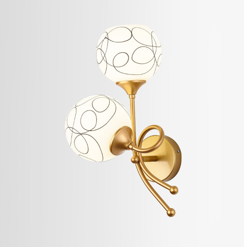 Glass Globe Sconce Light Fixture Modern 2-Light Wall Light for Bedroom