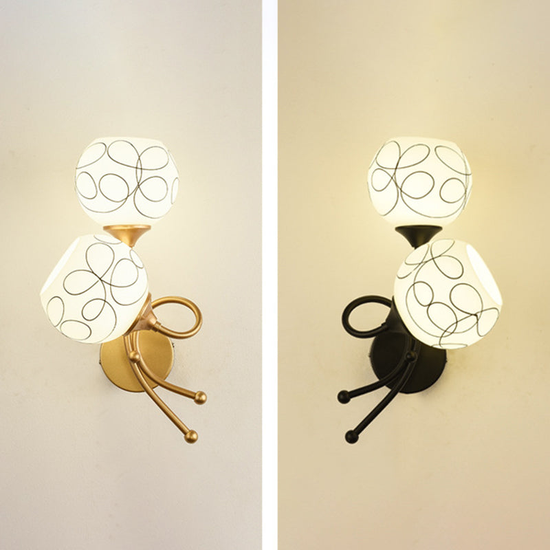 Glass Globe Sconce Light Fixture Modern 2-Light Wall Light for Bedroom