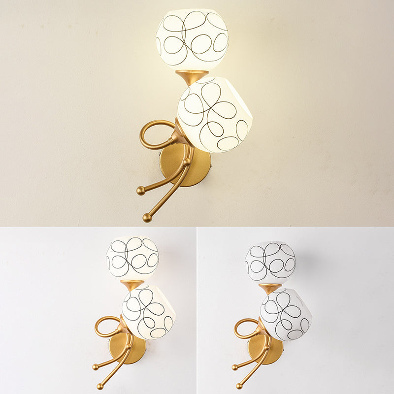 Glass Globe Sconce Light Fixture Modern 2-Light Wall Light for Bedroom