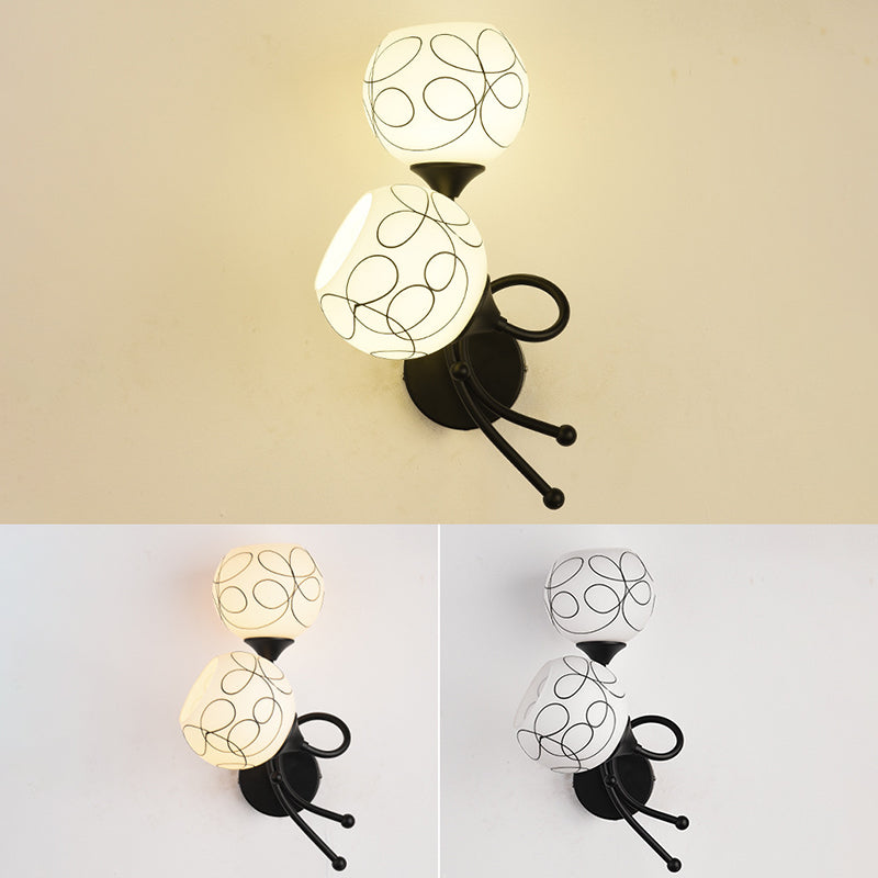 Glass Globe Sconce Light Fixture Modern 2-Light Wall Light for Bedroom