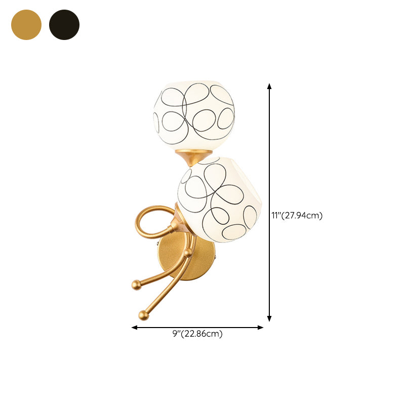 Glass Globe Sconce Light Fixture Modern 2-Light Wall Light for Bedroom