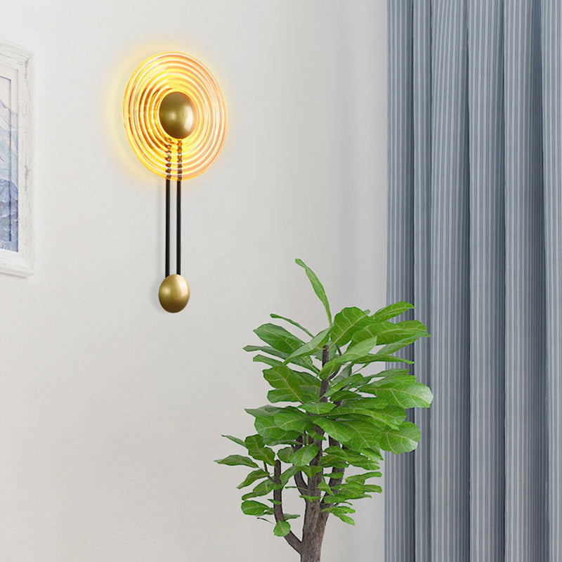 Glass Round Wall Light Modern 1-Light Wall Lights in Gold for Bedroom