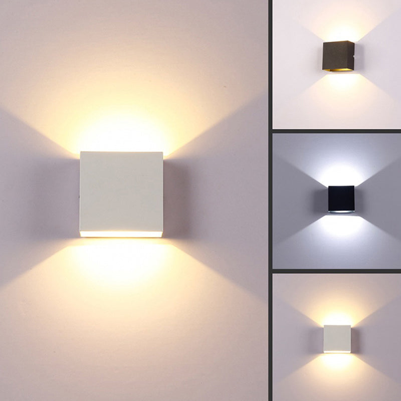 Square Shape Wall Lighting Modern Style Metal 2 Lights Sconce in Black/White