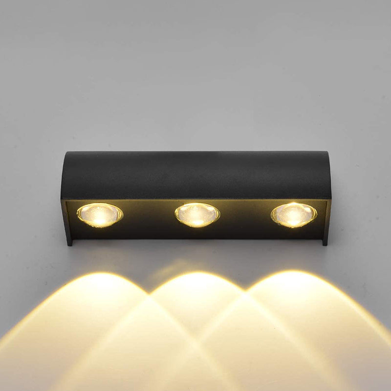3 Lights Modern Style Wall Lamp Metal Sconces in Black for Outdoor