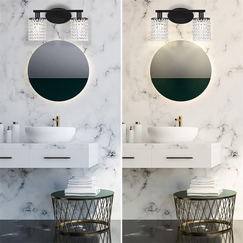 Clear Crystal Tassel Bath Vanity Light 2 / 3 / 4 - Light Metal Bathroom Vanity Lighting