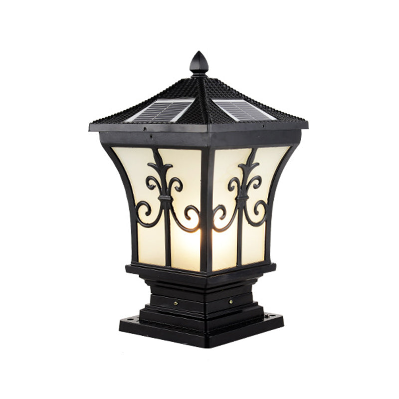 Metal Rectangle Shape Pillar Lamp Modern Style 1 Light Solar Outdoor Light