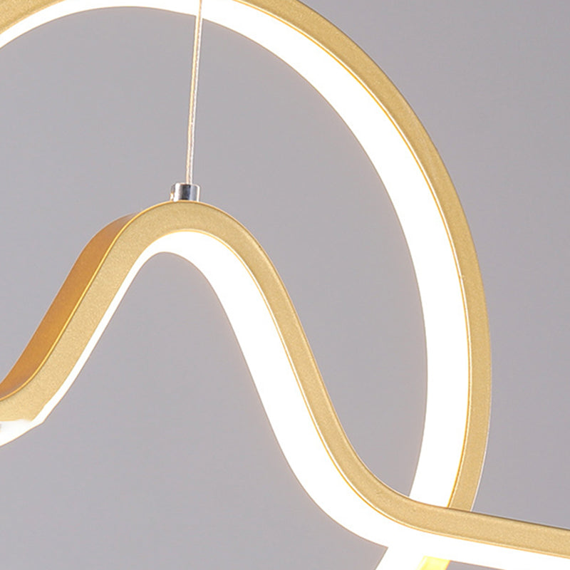 Linear Shape Chandelier Lighting Modern Style Metal 1 Light Island Lamp in Gold/Black