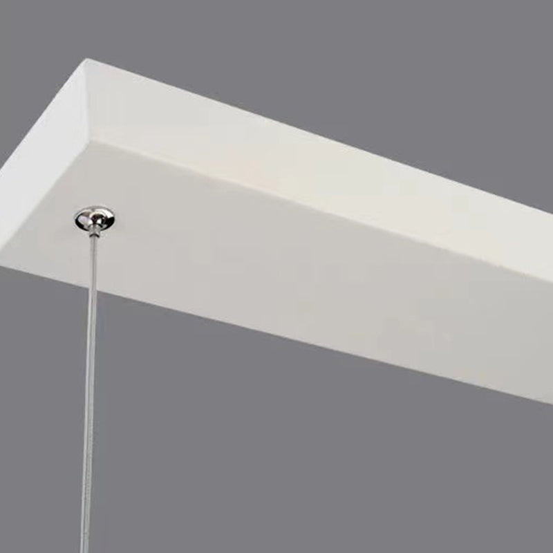 Linear Shape Chandelier Lighting Modern Style Metal 1 Lights Island Lamp in White