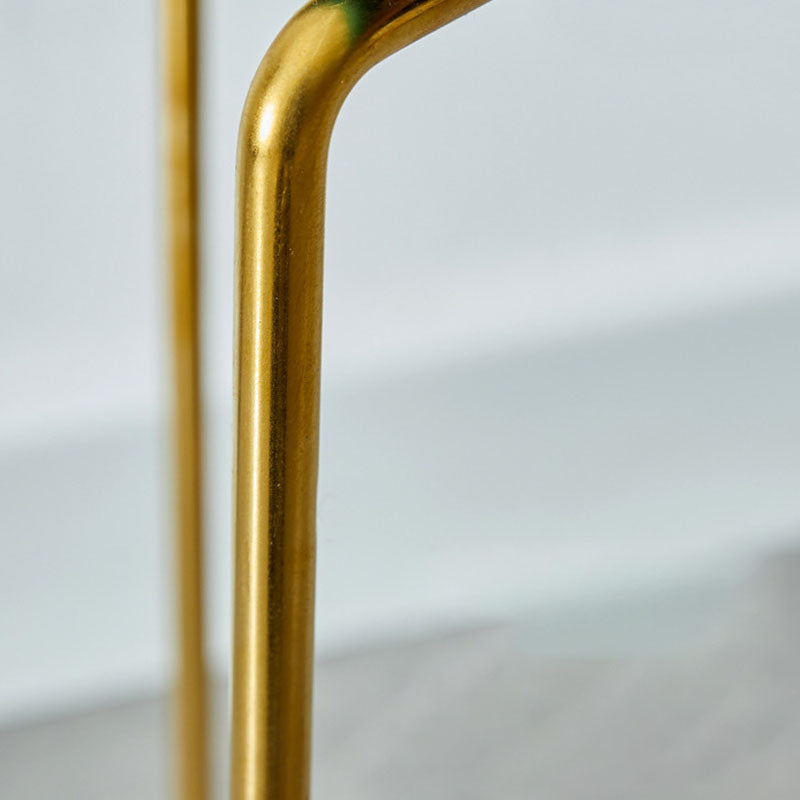 Metal Frame Pouf Plain Round Contemporary Velvet Fade Resistant Ottoman