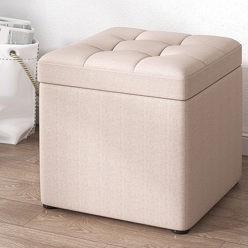 Tufted Pouf Solid Color Fabric Square Scratch Resistant Pouf Ottoman with Storage
