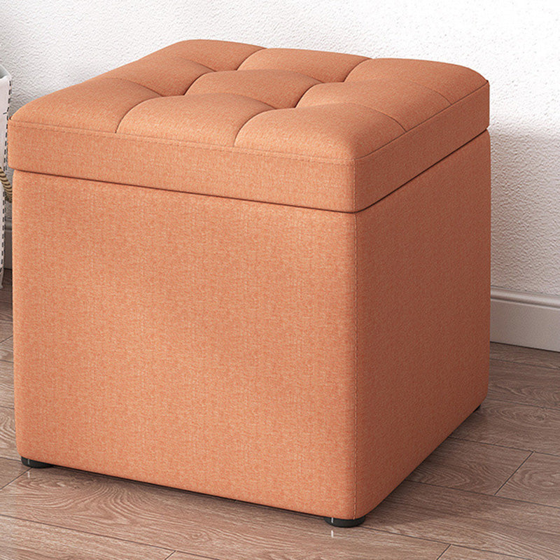 Tufted Pouf Solid Color Fabric Square Scratch Resistant Pouf Ottoman with Storage