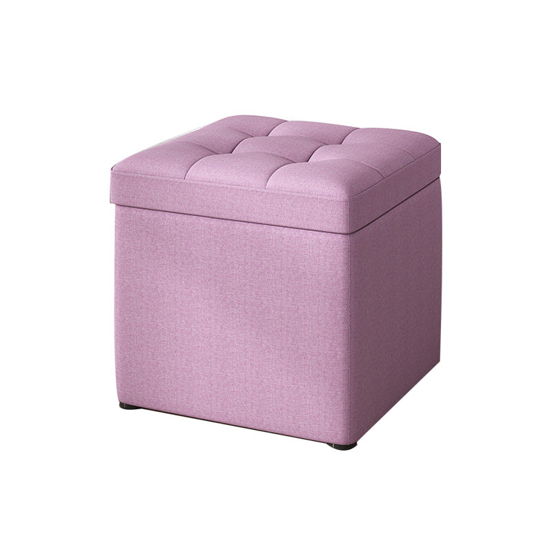 Tufted Pouf Solid Color Fabric Square Scratch Resistant Pouf Ottoman with Storage