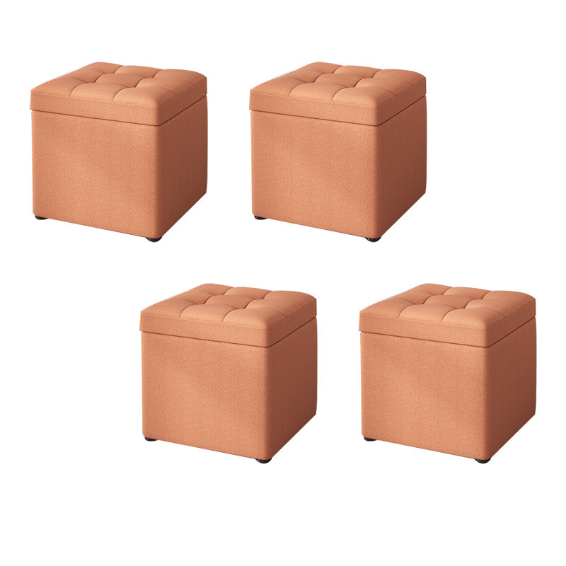 Tufted Pouf Solid Color Fabric Square Scratch Resistant Pouf Ottoman with Storage