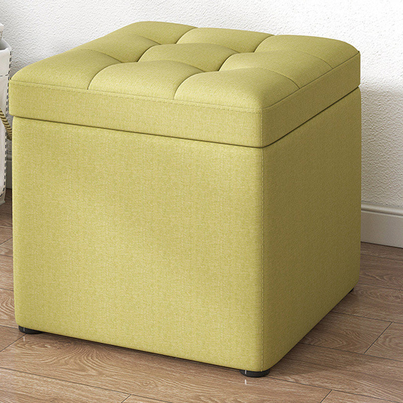 Tufted Pouf Solid Color Fabric Square Scratch Resistant Pouf Ottoman with Storage