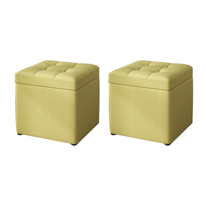 Tufted Pouf Solid Color Fabric Square Scratch Resistant Pouf Ottoman with Storage