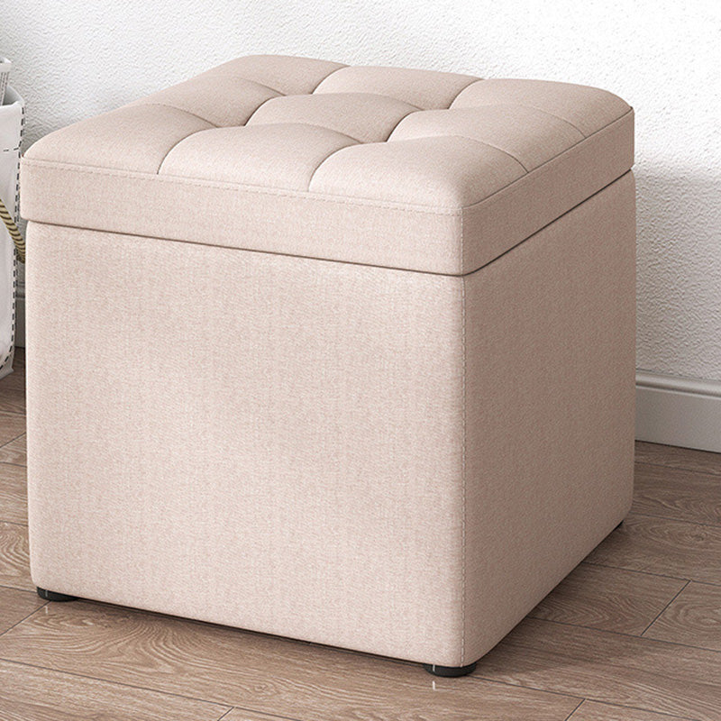 Tufted Pouf Solid Color Fabric Square Scratch Resistant Pouf Ottoman with Storage