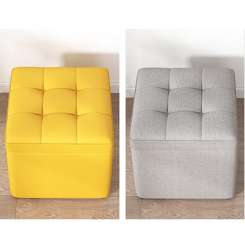 Tufted Pouf Solid Color Fabric Square Scratch Resistant Pouf Ottoman with Storage