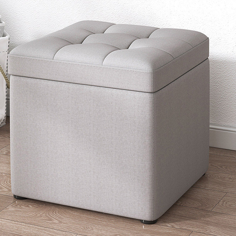 Tufted Pouf Solid Color Fabric Square Scratch Resistant Pouf Ottoman with Storage