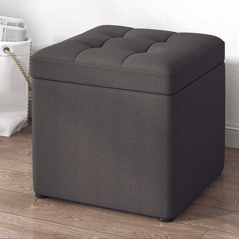 Tufted Pouf Solid Color Fabric Square Scratch Resistant Pouf Ottoman with Storage