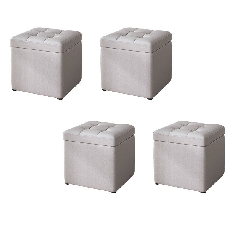 Tufted Pouf Solid Color Fabric Square Scratch Resistant Pouf Ottoman with Storage