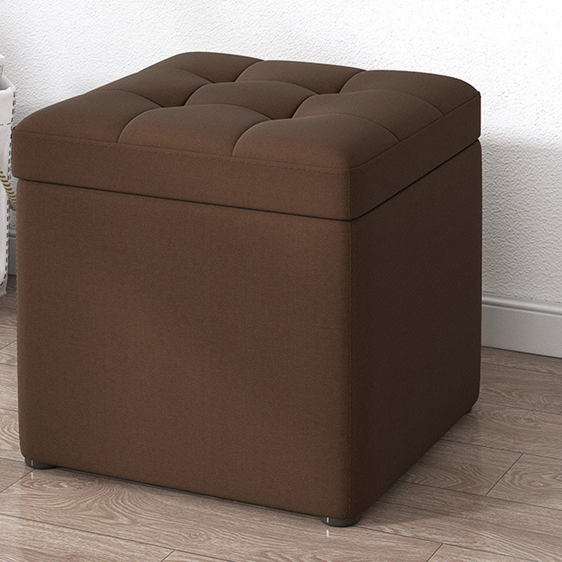 Tufted Pouf Solid Color Fabric Square Scratch Resistant Pouf Ottoman with Storage