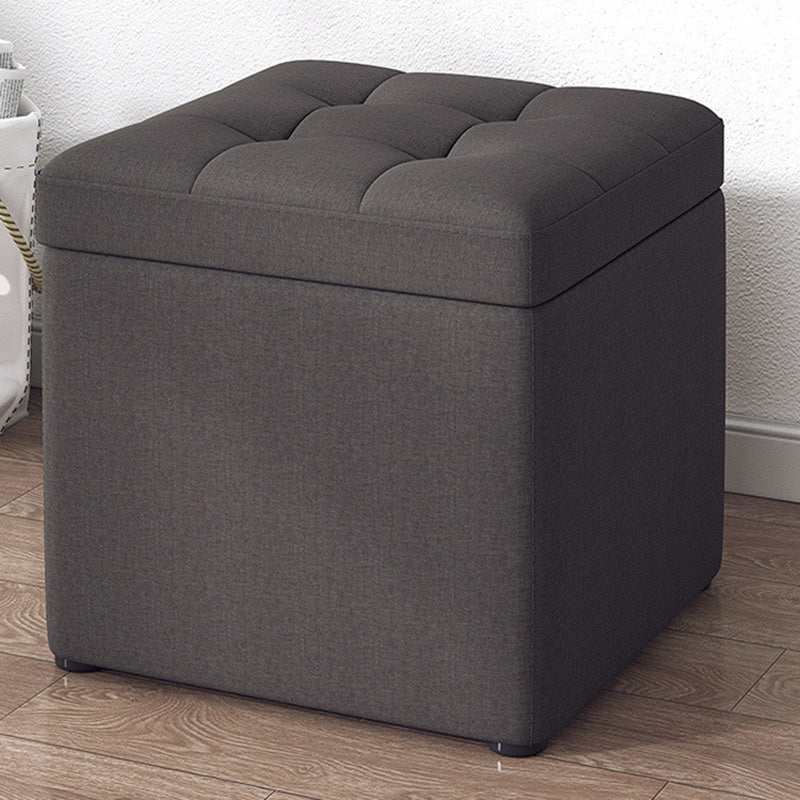 Tufted Pouf Solid Color Fabric Square Scratch Resistant Pouf Ottoman with Storage