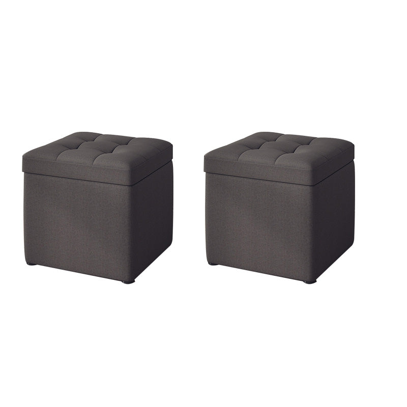 Tufted Pouf Solid Color Fabric Square Scratch Resistant Pouf Ottoman with Storage