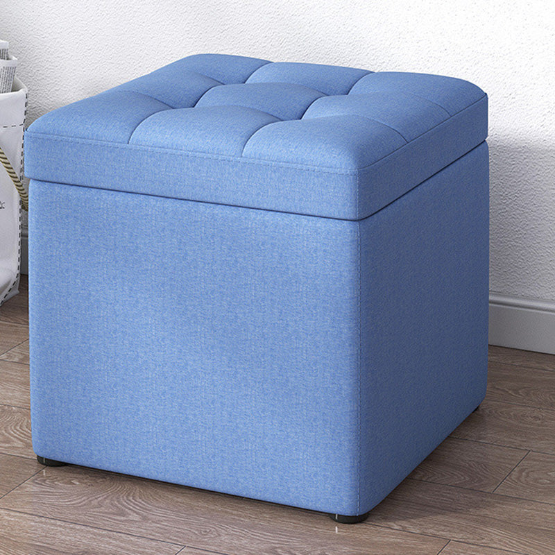 Tufted Pouf Solid Color Fabric Square Scratch Resistant Pouf Ottoman with Storage
