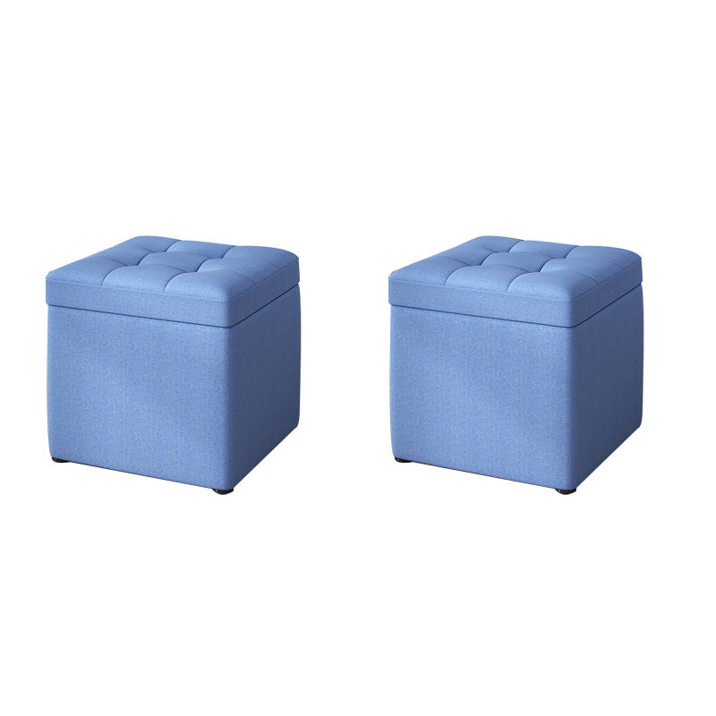 Tufted Pouf Solid Color Fabric Square Scratch Resistant Pouf Ottoman with Storage