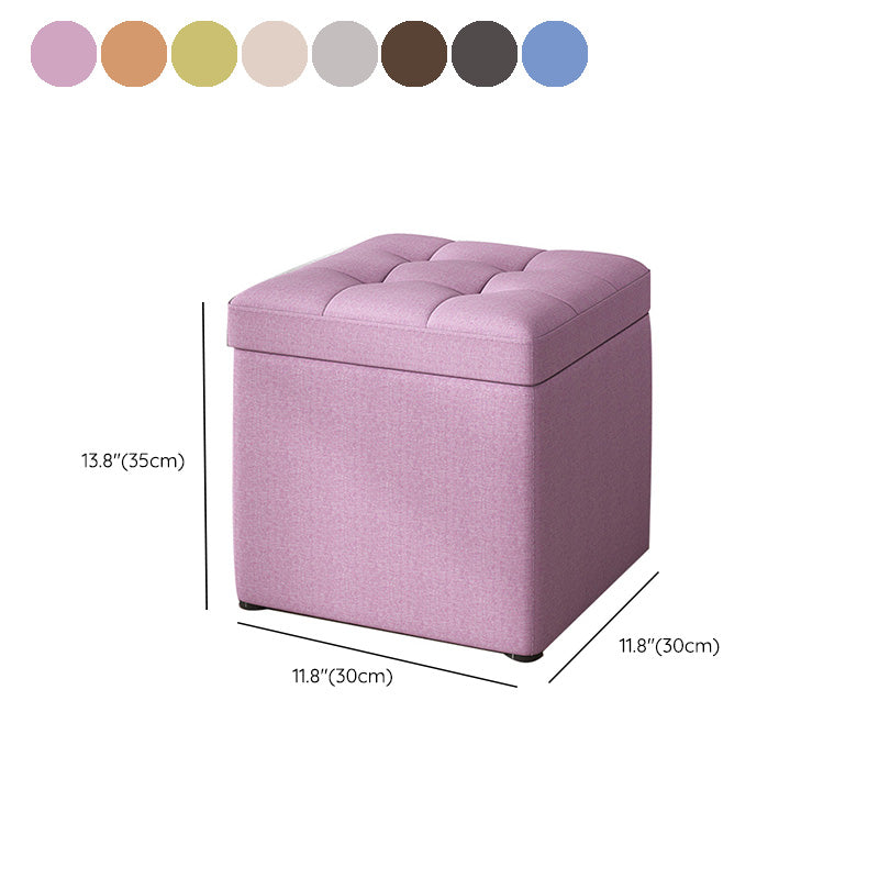 Tufted Pouf Solid Color Fabric Square Scratch Resistant Pouf Ottoman with Storage
