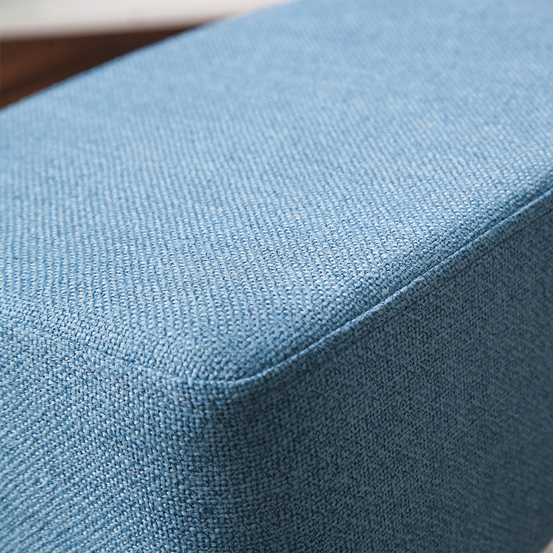 Square Pouf Stool Pure Color Cotton Linen Upholstered Wood Frame Pouf Ottoman