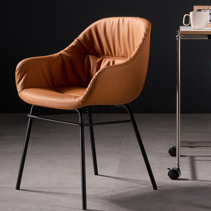 Modern Style Parsons Arm Chair Leather Upholstered Indoor Dining Chair