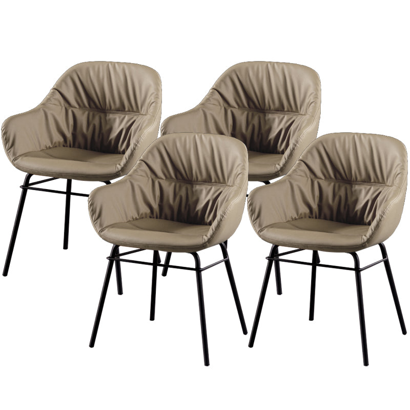 Modern Style Parsons Arm Chair Leather Upholstered Indoor Dining Chair