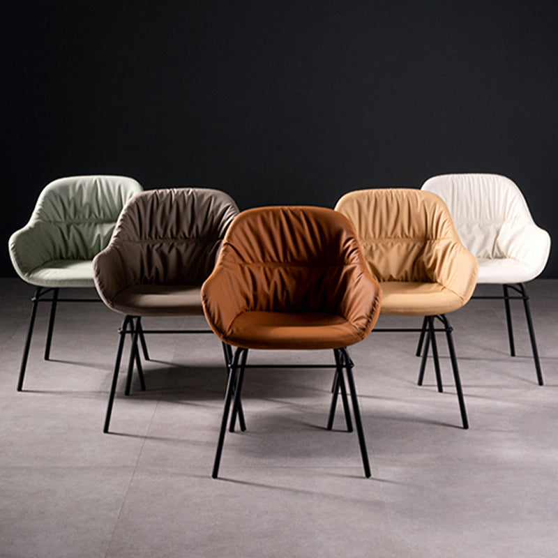 Modern Style Parsons Arm Chair Leather Upholstered Indoor Dining Chair