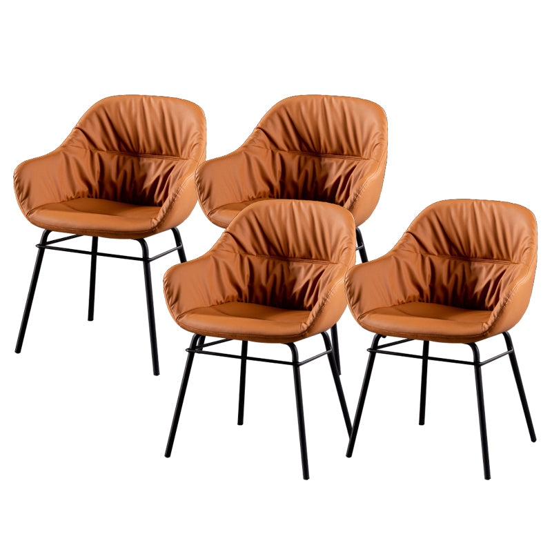 Modern Style Parsons Arm Chair Leather Upholstered Indoor Dining Chair