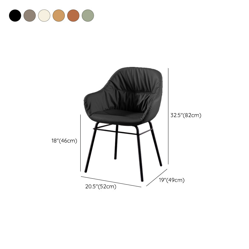 Modern Style Parsons Arm Chair Leather Upholstered Indoor Dining Chair
