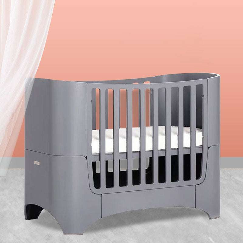 Solid Wood Adjustable Height Crib Home 5-In-1 Convertible Crib