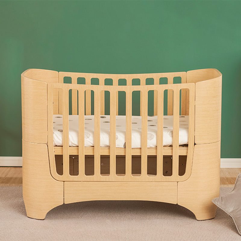 Solid Wood Adjustable Height Crib Home 5-In-1 Convertible Crib