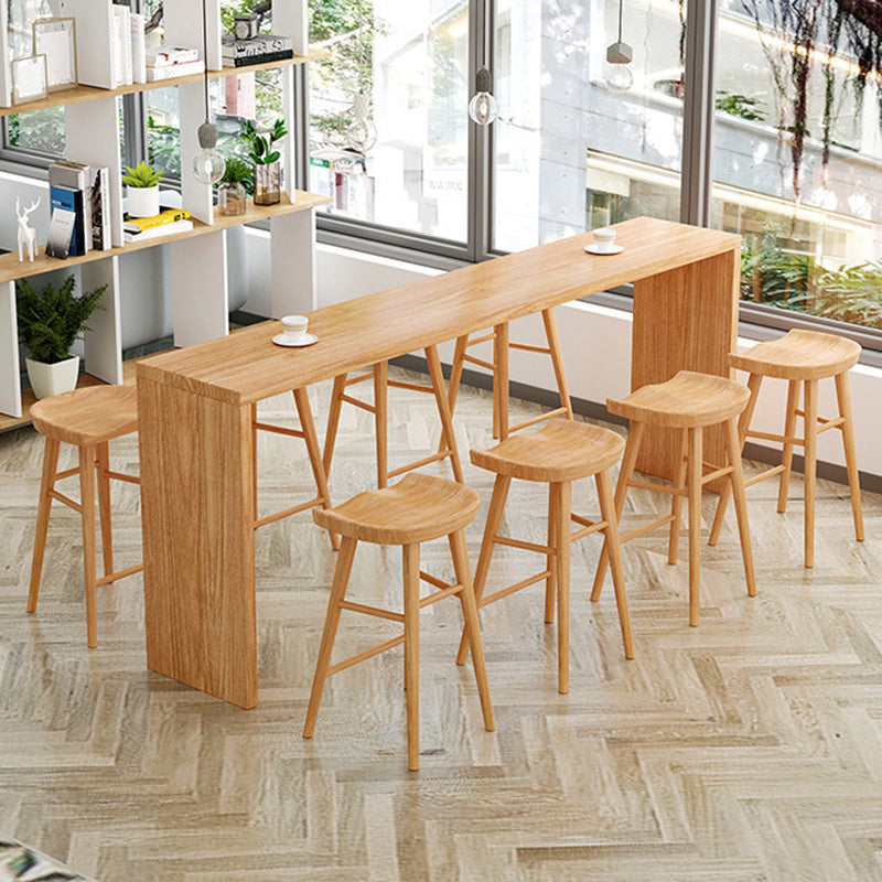 Solid Wood Counter Stool Industrial Backless Bar Stool with Footrest