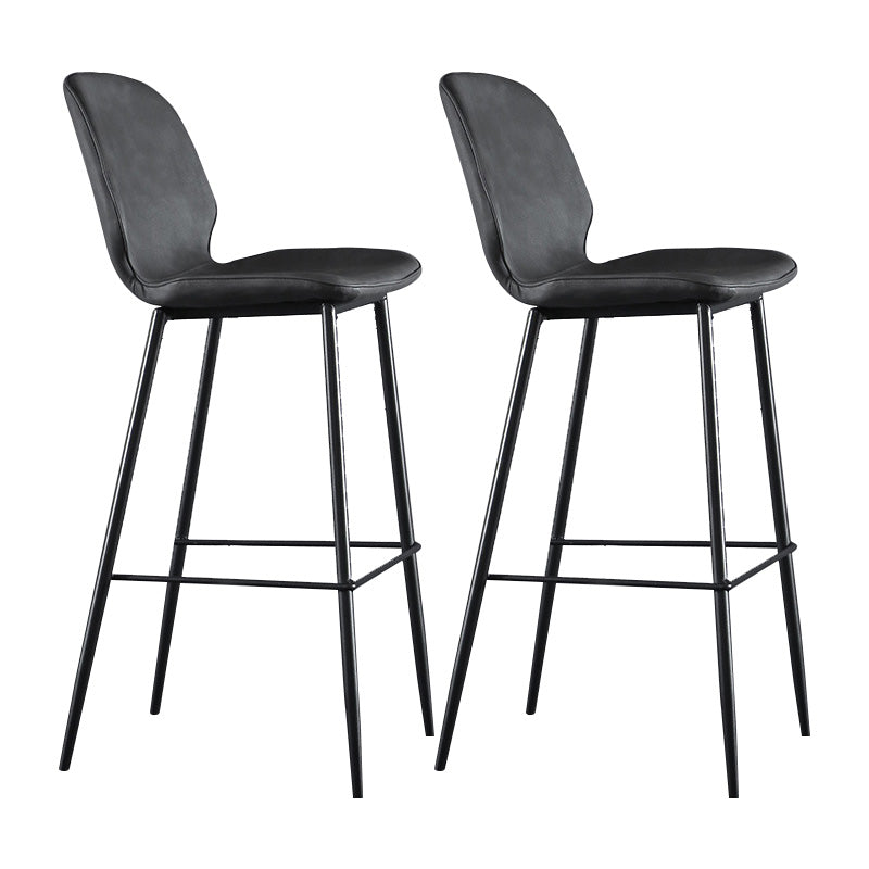 Modern Faux Leather Counter Stool Low Back Indoor Stool with Black Frame
