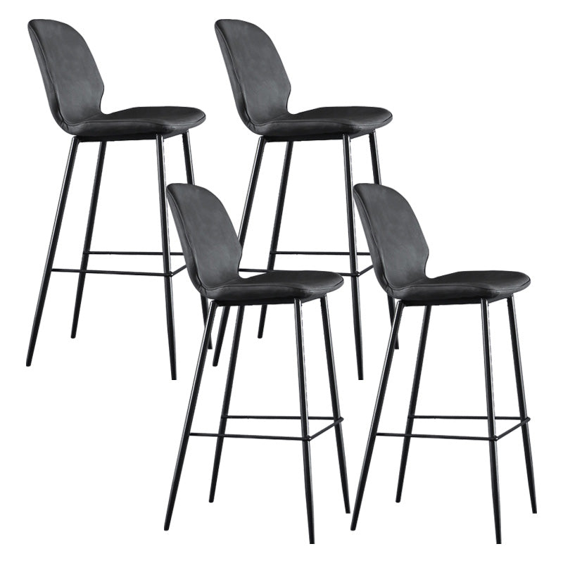 Modern Faux Leather Counter Stool Low Back Indoor Stool with Black Frame