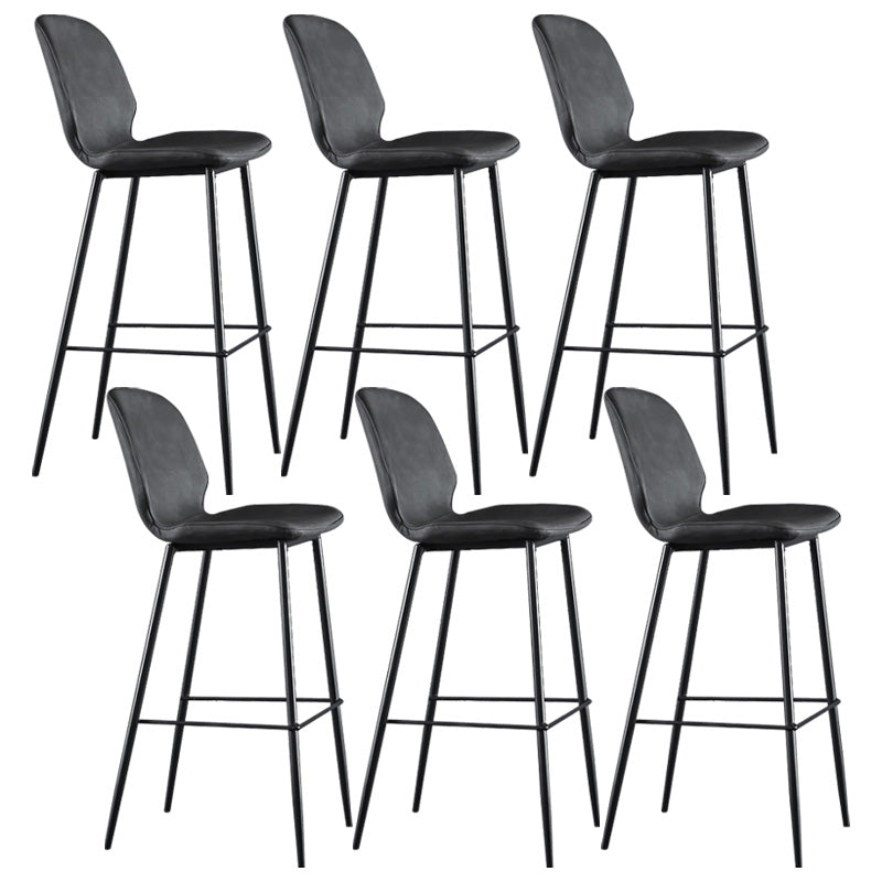Modern Faux Leather Counter Stool Low Back Indoor Stool with Black Frame