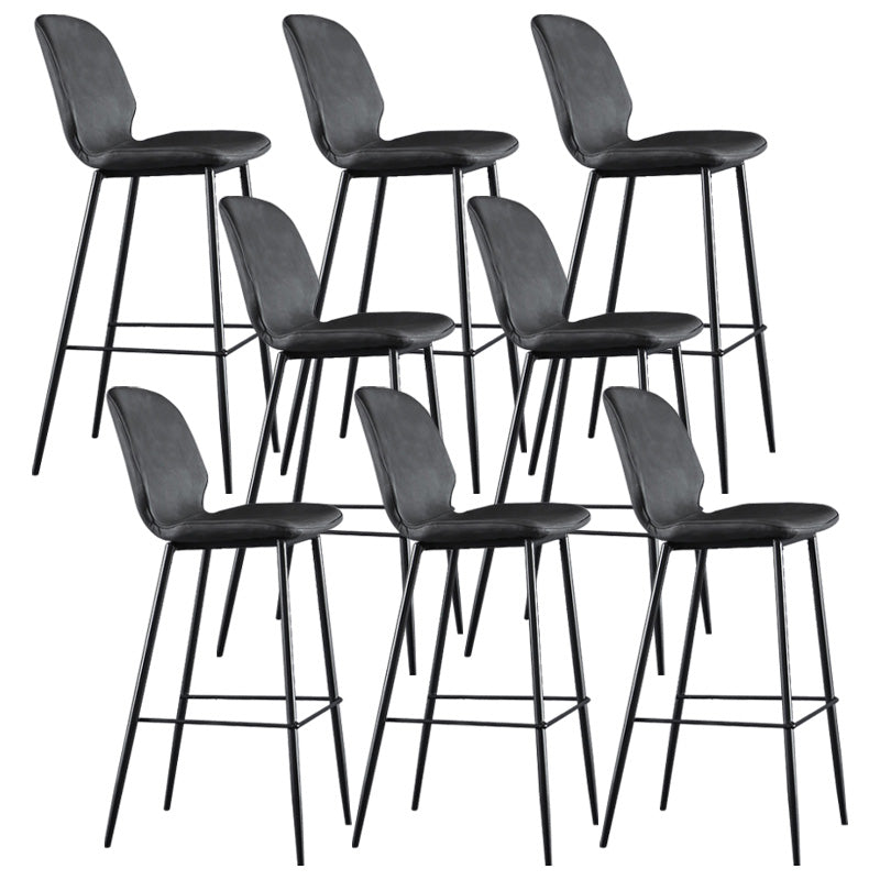 Modern Faux Leather Counter Stool Low Back Indoor Stool with Black Frame