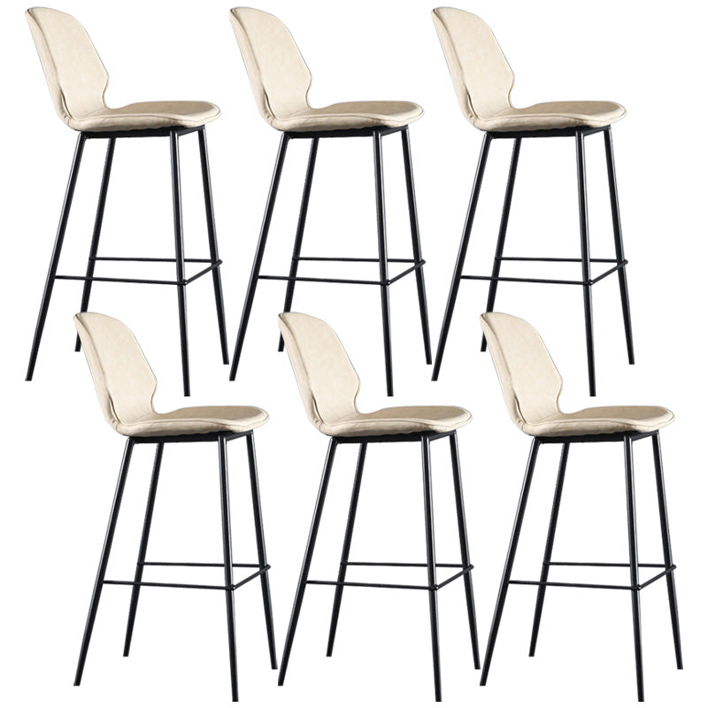 Modern Faux Leather Counter Stool Low Back Indoor Stool with Black Frame