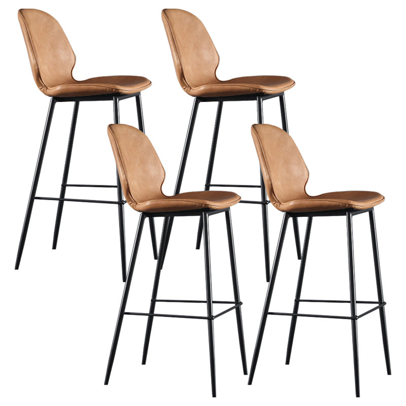 Modern Faux Leather Counter Stool Low Back Indoor Stool with Black Frame