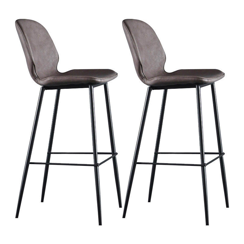 Modern Faux Leather Counter Stool Low Back Indoor Stool with Black Frame