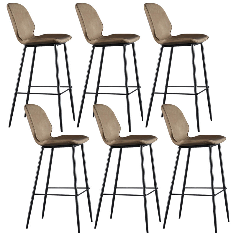 Modern Faux Leather Counter Stool Low Back Indoor Stool with Black Frame