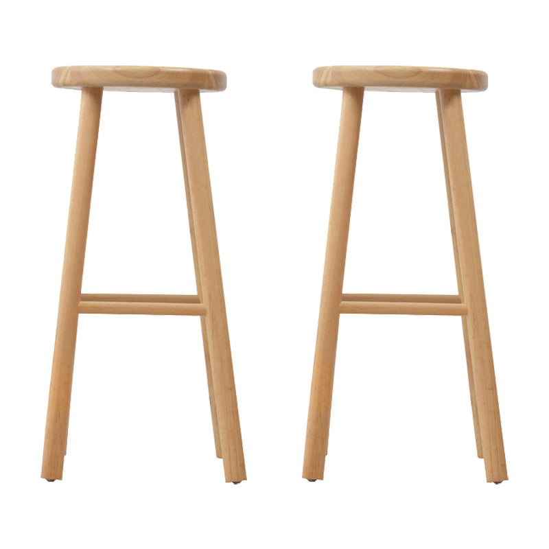 Industrial Solid Wood Counter Stool Round Backless Bar Stool with Footrest